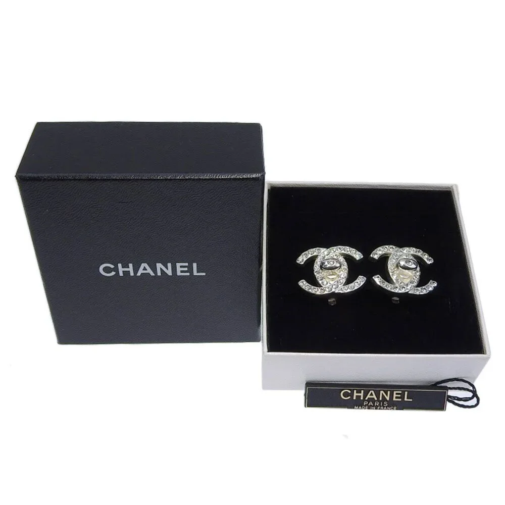 CHANEL Authentic Silver Logo Earrings - Picture 5 of 5
